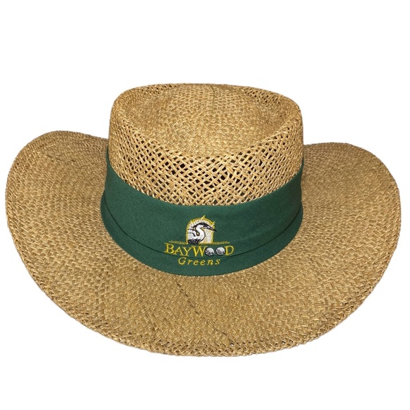 Other - Baywood Greens Gambler Straw Golf hat Green band